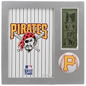 Pittsburgh Pirates Team Desk Clock and Thermometer