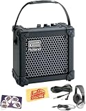 Roland Micro Cube Guitar Amp Bundle with 10-Foot Instrument Cable, Headphones, Pick Card, and Polishing Cloth - Black