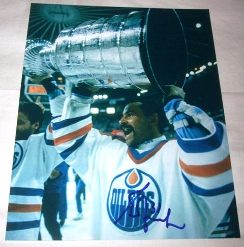 Grant Fuhr Autographed Edmonton Oilers 8x10 Photo W/PROOF, Picture of Grant Signing For Us, 5x Stanley Cup Champion, St. Louis Blues, Calgary Flames, Buffalo Sabres, Los Angeles Kings, Toronto Maple Leafs