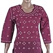 Womens Blouse Cotton Long Sleeve Top Shirt Chikan Embroidery Size M (ctop486)