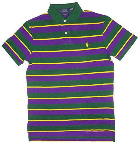 Polo Ralph Lauren Men's Custom Fit Multi Stripe Pony Shirt-Holiday Green Polo Ralph Lauren Men's Custom Fit Multi Stripe Pony Shirt-Holiday Green