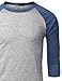 LE3NO Mens Casual Slim Fit 3/4 Sleeve Raglan T Shirt