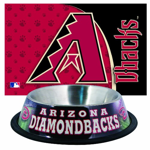 MLB Arizona Diamondbacks Pet Bowl and Mat Combo