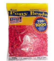 Pony Beads, Red OP, 6 x 9mm, 1000pc Pkg