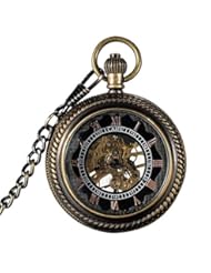 Art and Craft Supply: Brass Magnifying Skeleton Mechanical Mens Pocket Watch by TJSpecia - TJSpecial