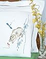 Jack Dempsey Needle Art 1600498 Perle Edge Pillowcase, Fish with Perle Edge Finish, 20-Inch by 30-Inch, White