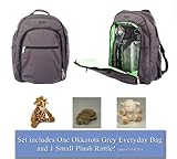 Okkatots Backpack Baby Diaper Bag & BONUS Cloud B Rattle (Non-Personalized, Grey)