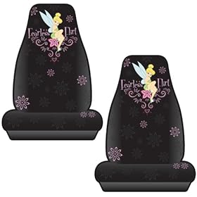 A Set of 2 Official Licensed Universal Fit Front Bucket Seat Covers - Tinkerbell Fearless Flirt
