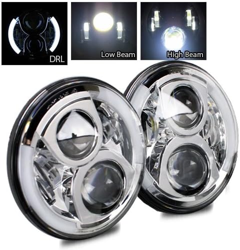 7 Inch Round CREE Chrome LED Projector Headlight for Jeep JK TJ LJ CJ