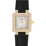Chaumet Solid 18K Gold and Diamond Square Watch With Rare Leather Band by Chaumet Square