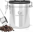 BEST Coffee Canister by Coffee Gator With Built-in Valve - Free Stainless Steel Scoop - Keeps Flavor Locked With a Valve That Vents Away CO2 Gas - Premium Quality Bean Container