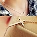 Sideways Cross Necklace Kelly Ripa Style From Ghome Offer Silver or Gold Color 18 Inches Simple Pendant for Women (Gold)