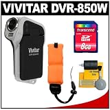 Vivitar DVR-850W Underwater Digital Flip Video Recorder Camcorder (Black) with 8GB Card + Floating Camera Strap + Accessory Kit