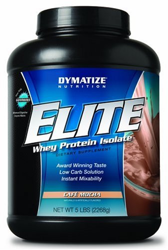 Dymatize Nutrition Elite Whey Protein Isolate Powder, Cafe Mocha, 5.04-Pound Tub