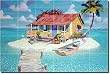 "Fantasy Island" by Richard Shaffett - Tropical Seascape Glass Tile Wall Floor Mural 24" x 36" Kitchen Shower Backsplash