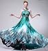 1013 PRINT HALTER SATIN BALL GOWN EVENING DRESS