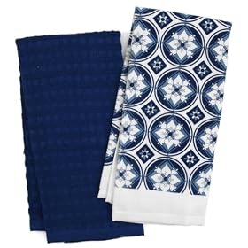 Blue Tile Kitchen Towel - Set of 5