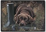 CHOCOLATE LAB DOORMAT Art by Barrie Barnett