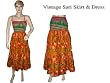Bollywood Style Indian Vintage Sari Patch Causal Beach Dress Skirt for Women