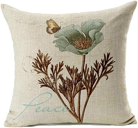 LOULANJX Square Decorative Throw Pillow Case Cushion Cover Hand Painted Lotus Leaf Butterfly Flowers Pattern Cotton Linen Fashion Pillowcase Pillow Cover 18 X18 Inch Four Seasons General (JX96-J)