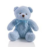 Elegant Baby Cotton Cable Knit Teddy Bear - Blue
