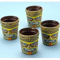 Tiki Head Cups 4 Pack - Hawaiian Luau Mugs