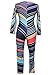 Women's Stylish Afrique Tribal Long Sleeve Bodycon Jumpsuit Romper Catsuit (US M, Multicolor)
