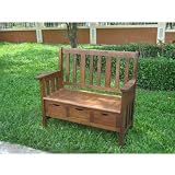 Acacia Patio Stain Bench with 3 Drawers Color: Stain