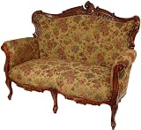 Queen Victoria Loveseat - Ochre Flowers