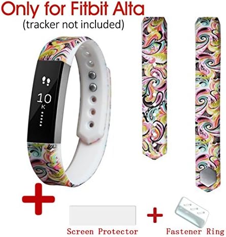 Purest Printing Fitbit Alta Bands with Screen Protector, Newest Adjustable Replacement Bands for Fitbit Alta/ Fitbit Alta band/ Fitbit Alta Bands ... (Flower, Small)