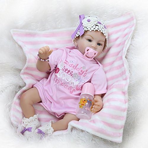 22'' Handmade Realistic baby Lifelike Reborn Baby Girl Doll Silicone Vinyl Reborn Newborn Dolls Mohair Wig