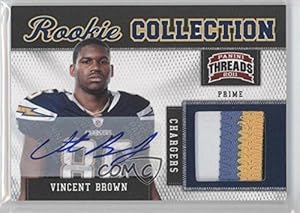 Vincent Brown #2/15 San Diego Chargers (Football Card) 2011 Panini Threads Rookie Collection Materials Prime Signatures [Autographed] #34