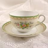 Antique Noritake Morimura Green Floral Cup & Saucer Set