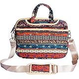 JBonest 13.3 Inch Bohemian Laptop Bag Briefcase Canvas Fabric Laptop Notebook Computer Macbook Macbook Air Macbook Pro Messenger Shoulder Handbag Case Sleeve Red