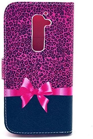 Lurashop Luxury Cute Wallet Case Lg G2 D802 Wallet Case with Built-in Card Slots & Stand Flip Leather Protective Wallet Case Cover for Lg G2 D802 (Leopard Bowknot)