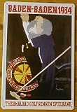 Blechschild Nostalgieschild - 20 x 30 cm schwere Qualität: Baden-Baden Spielbank Kasino Casino 1934