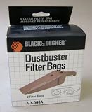 Black and Decker Dustbuster Filter Bags - 2 Filter Bags - 93-008A - Fits hand vacs 9330A, 9334A and 9338A