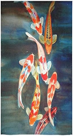 Japanese Fancy Carp Koi Fish Sale Custom Bath Towels Large Soft and Comfortable Travel Beach Bathroom Shower Washcloth Wrap for Men/Women 80% Polyester 20% Cotton, (30" x 56")