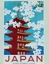 Japan Travel Government Railways Pagoda Flower Poster - 16" x 20"
