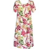 MuuMuu House Dress - Tahitian Floral Lei Petal Sleeves Caftan Kaftan Hawaiian Aloha Pullover Cotton Lounger - Regular and Plus Size