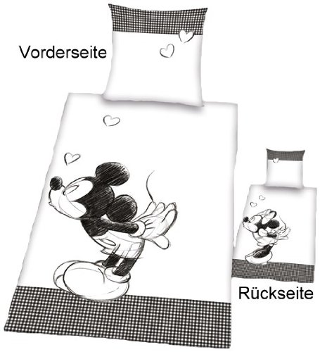 Herding 447860039 Bettw&auml;sche Disney's Mickey Mouse / Partnerbettw&auml;sche. 80 x 80 cm + 155 x 220 cm. &Uuml;bergr&ouml;&szlig;e. Linon