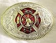 Fireman Silver/gold Plated Enamel Belt Buckle