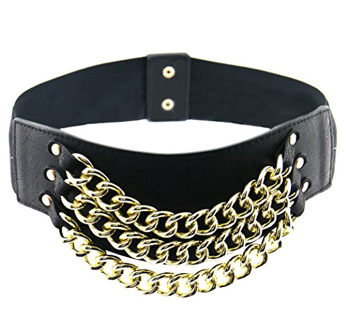 BlingKicks Womens Draping Chunky Chain Waist Cinch Corset Stretch Belt