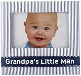 Mud Pie Baby Lil' Buddy Navy Blue Seersucker Fabric Photo Frame, Grandpa's Little Man