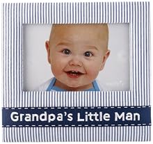 Mud Pie Baby Lil' Buddy Navy Blue Seersucker Fabric Photo Frame, Grandpa's Little Man