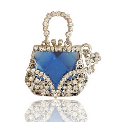 Korean Handbag Style Flash Diamond Crystal Key Chain Ring Keyring Keychain Fob Holder Bag Handbag Ornament Decoration Hook, Blue