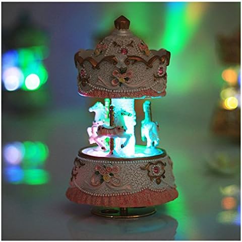 Newly Luminous Carousel Music Box, Play the Tune Of Canon in D in White Color
