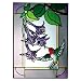 Hummingbird in Border, Vertical Painted Art Glass Panel