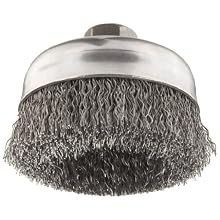 Weiler Vortex Pro Wire Cup Brush, Threaded Hole, Carbon Steel, Crimped Wire