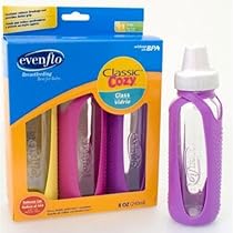 Evenflo Cozy 8 oz Glass Bottle with Sleeve, 3-Pack Colors Vary